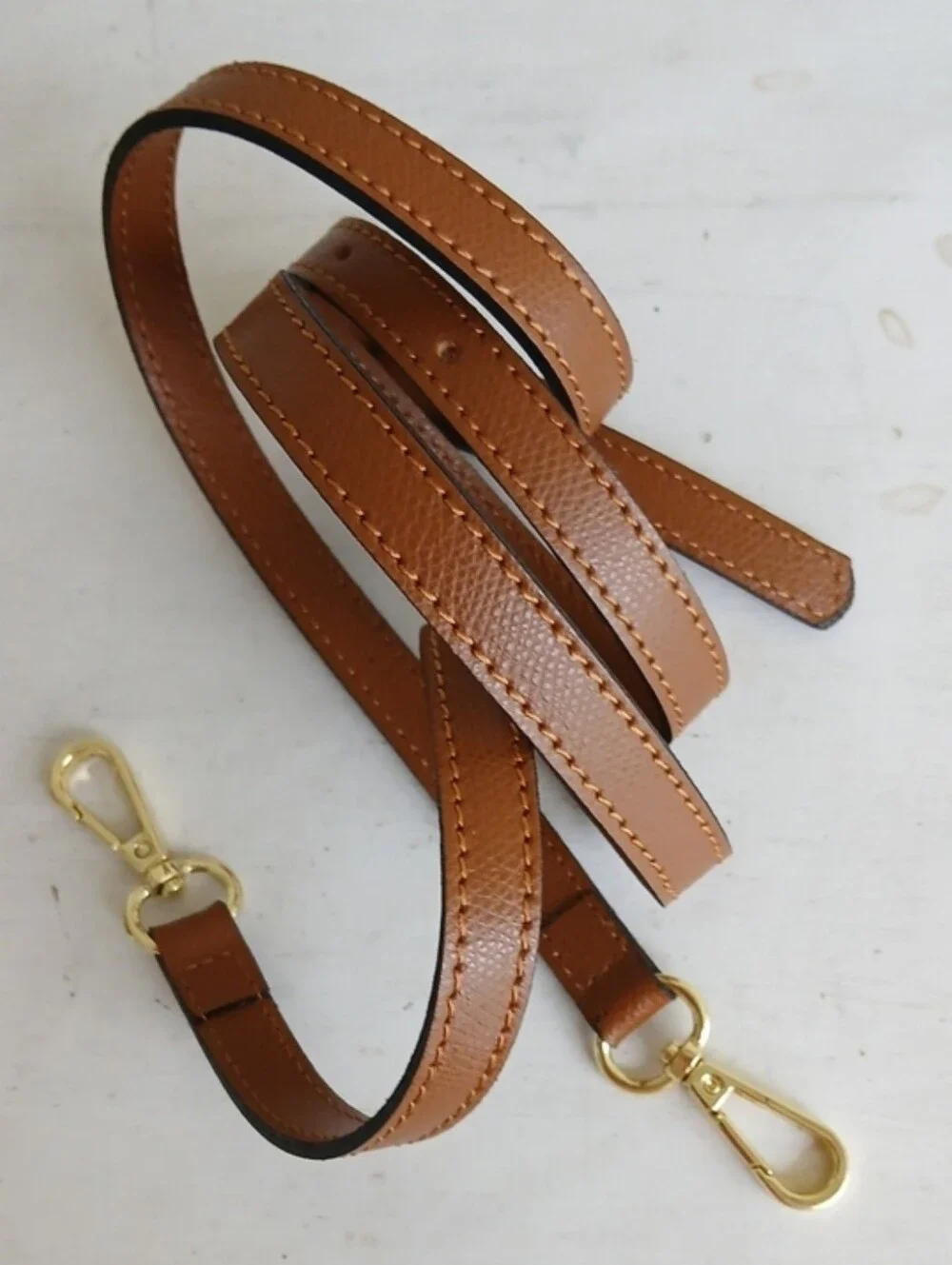 Crossbody Strap with Gold Clips - Brown